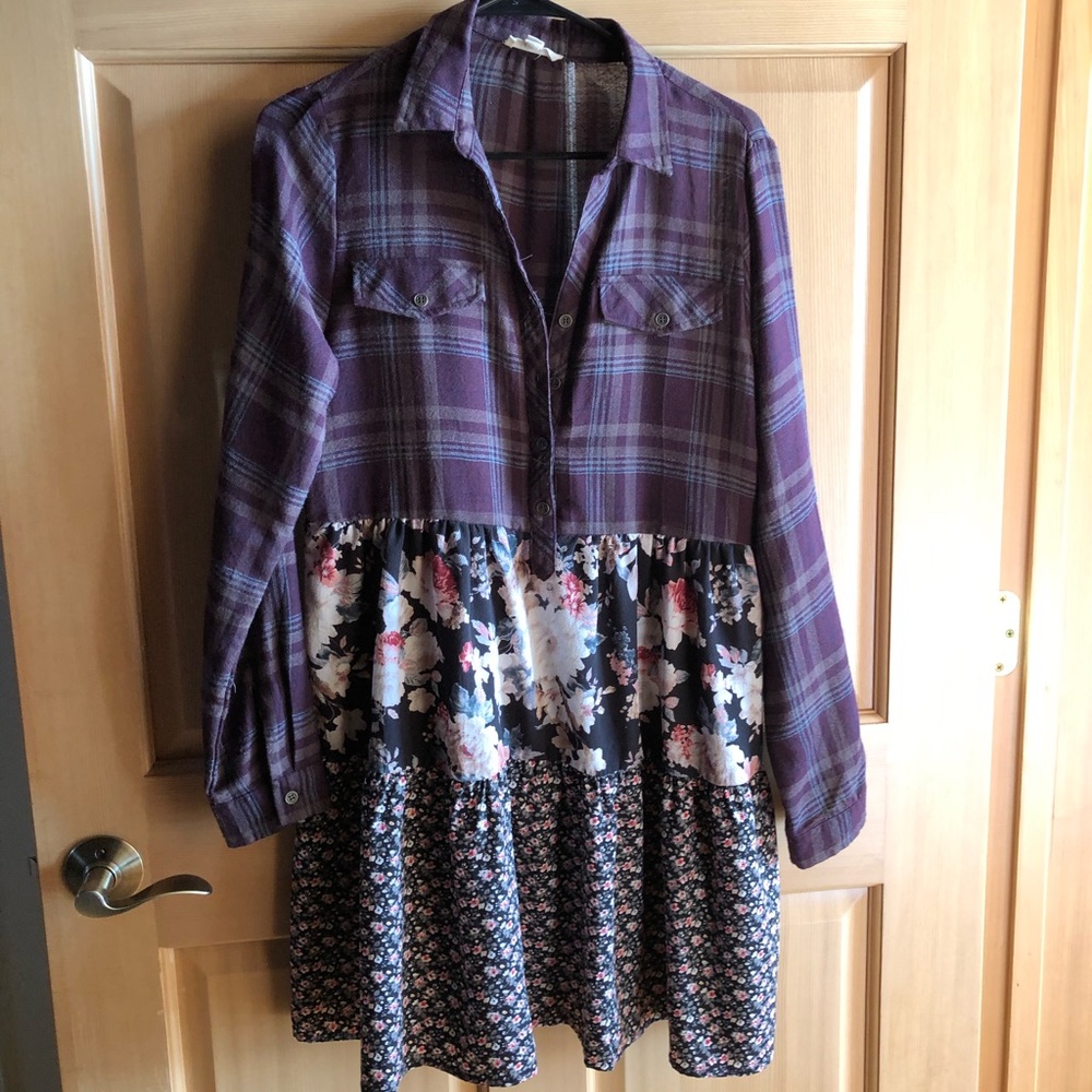Flannel Shirt Dress - Picture 2 of 2
